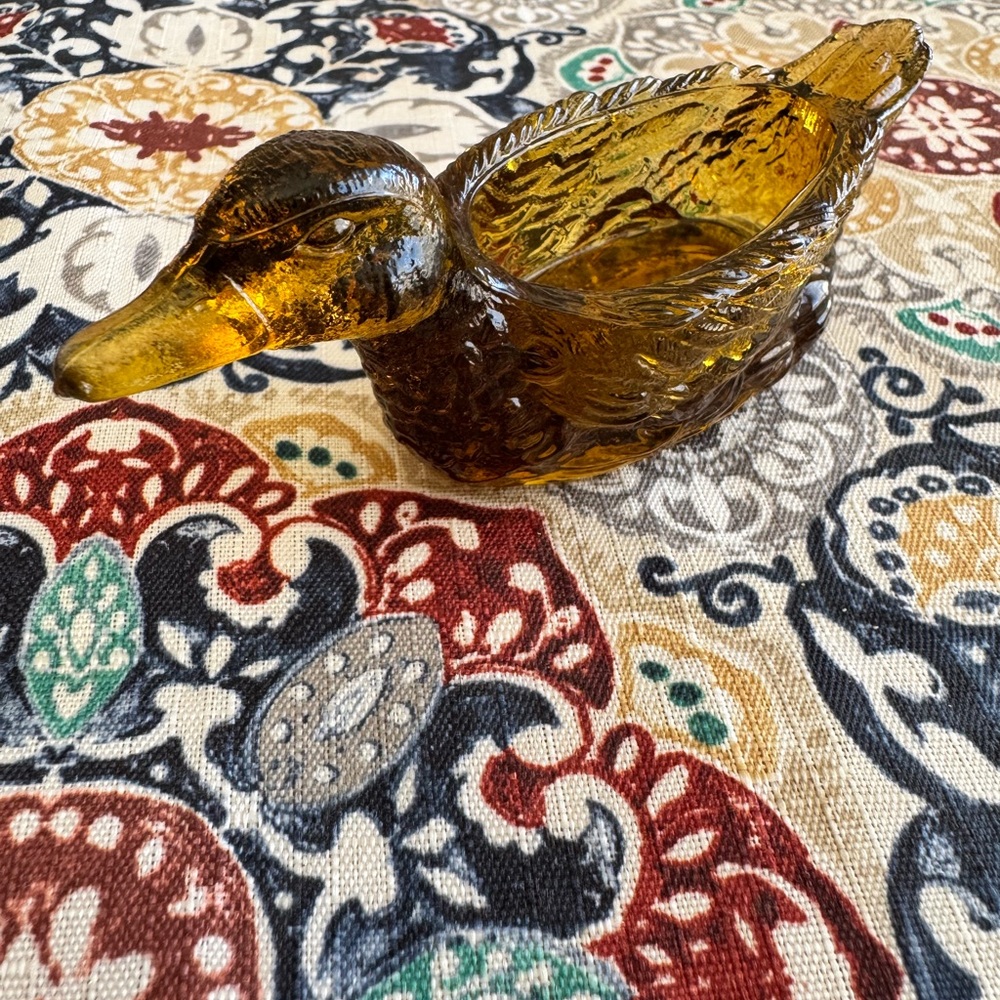 Amber Glass Duck Figurine